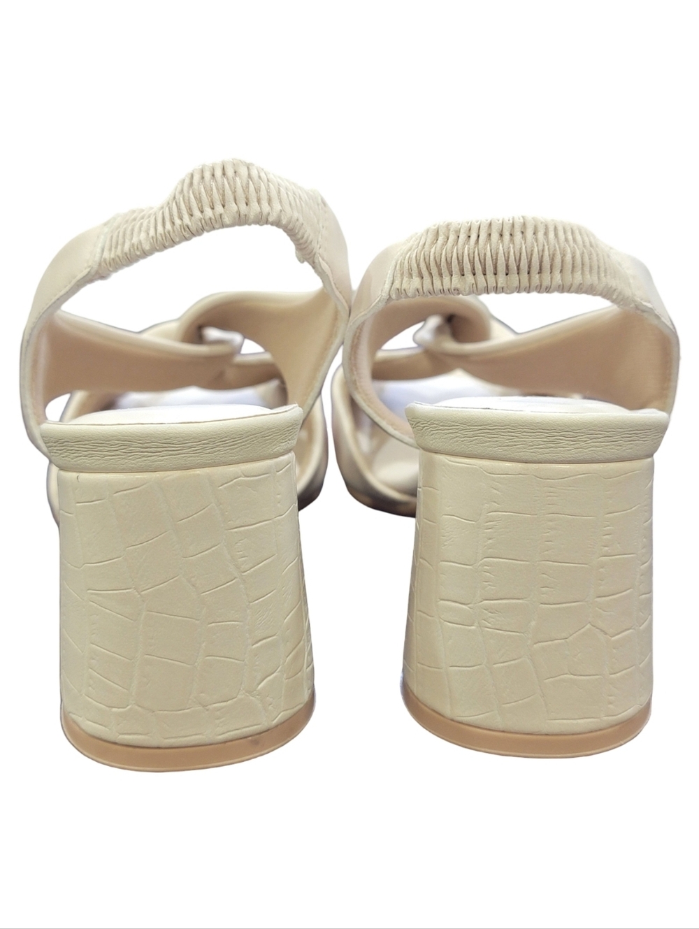 Piccadilly Off-White High Heeled Sandals Chunky Heel Cream Women's Size 4 - Picture 12 of 17